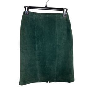 WINLIT Skirt Womens 5/6 Extra Small XS Green Suede Leather Straight Pencil VTG